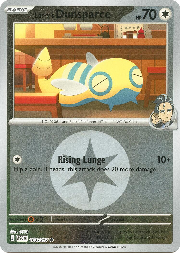 Larry's Dunsparce (163/217) (Energy Symbol Pattern) [Mega Evolution: Ascended Heroes] | Shuffle n Cut Hobbies & Games