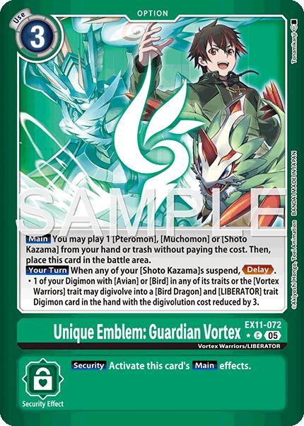 Unique Emblem: Guardian Vortex [EX11-072] (Limited Foil) [Dawn of Liberator] | Shuffle n Cut Hobbies & Games