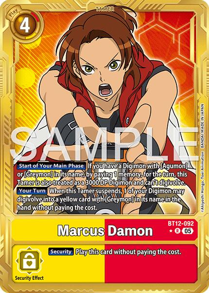 Marcus Damon [BT12-092] (Gold Border) [Advanced Booster Digimon Generation] | Shuffle n Cut Hobbies & Games