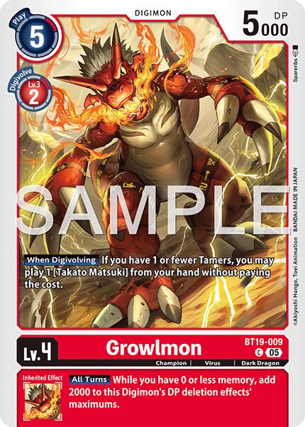 Growlmon [BT19-009] [Advanced Booster Digimon Generation] | Shuffle n Cut Hobbies & Games