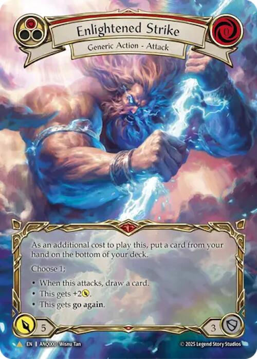 Enlightened Strike (Red) (Extended Art) (Gold) [ANQ000] (Compendium of Rathe - Antiquity Pack)  Cold Foil | Shuffle n Cut Hobbies & Games
