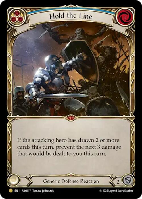 Hold The Line (Blue) (Gold) [ANQ017] (Compendium of Rathe - Antiquity Pack)  Rainbow Foil | Shuffle n Cut Hobbies & Games