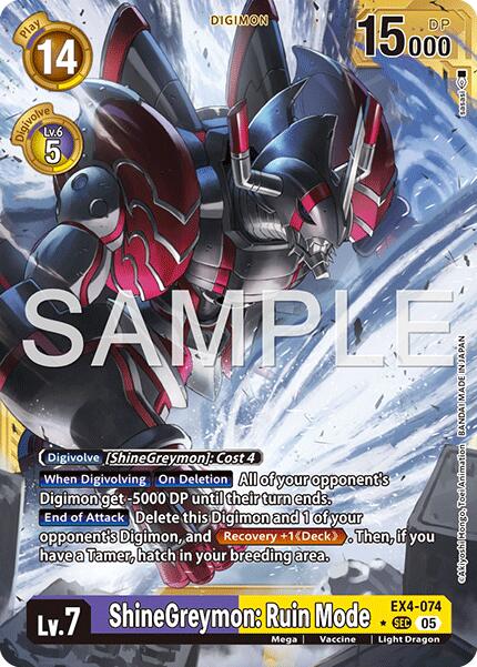 ShineGreymon: Ruin Mode [EX4-074] (Alternate Art) [Advanced Booster Digimon Generation] | Shuffle n Cut Hobbies & Games
