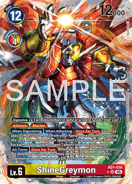 ShineGreymon [AD1-016] (Alternate Art) [Advanced Booster Digimon Generation] | Shuffle n Cut Hobbies & Games