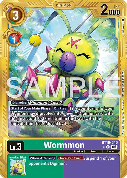 Wormmon [BT16-040] - BT16-040 (Gold Border) [Advanced Booster Digimon Generation] | Shuffle n Cut Hobbies & Games