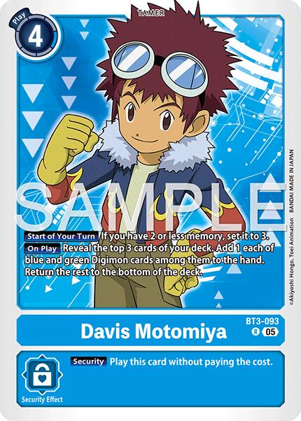 Davis Motomiya [BT3-093] (Reprint) [Advanced Booster Digimon Generation] | Shuffle n Cut Hobbies & Games