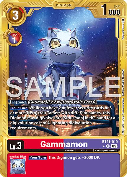 Gammamon [BT21-010] - BT21-010 (Gold Border) [Advanced Booster Digimon Generation] | Shuffle n Cut Hobbies & Games