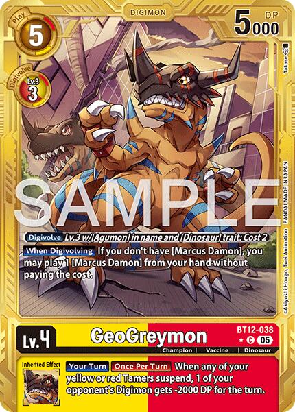 GeoGreymon [BT12-038] - BT12-038 (Gold Border) [Advanced Booster Digimon Generation] | Shuffle n Cut Hobbies & Games