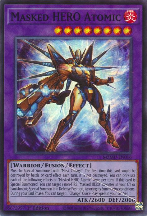 Masked HERO Atomic [MZMU-EN016] Super Rare | Shuffle n Cut Hobbies & Games