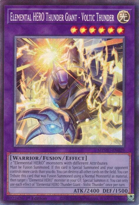 Elemental HERO Thunder Giant - Voltic Thunder (Collector's Rare) [MZMU-EN029] Collector's Rare | Shuffle n Cut Hobbies & Games