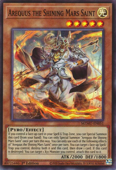 Arequus the Shining Mars Saint [MZMU-EN051] Super Rare | Shuffle n Cut Hobbies & Games