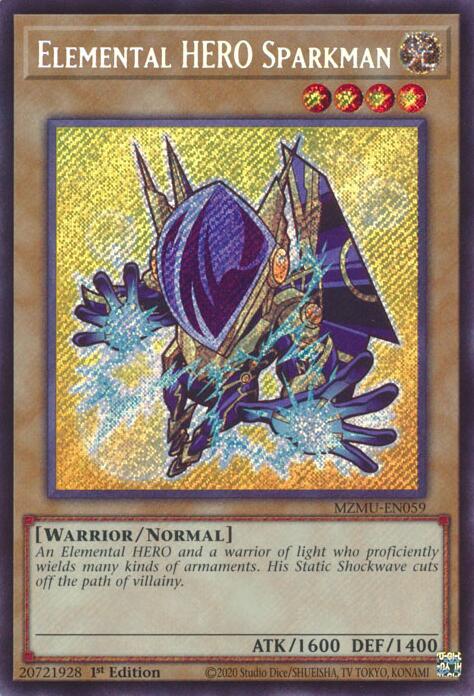 Elemental HERO Sparkman [MZMU-EN059] Secret Rare | Shuffle n Cut Hobbies & Games