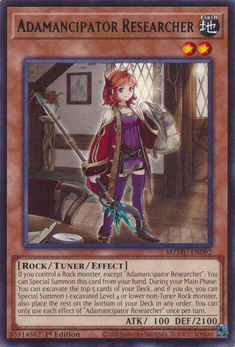 Adamancipator Researcher [MZMU-EN092] Rare | Shuffle n Cut Hobbies & Games