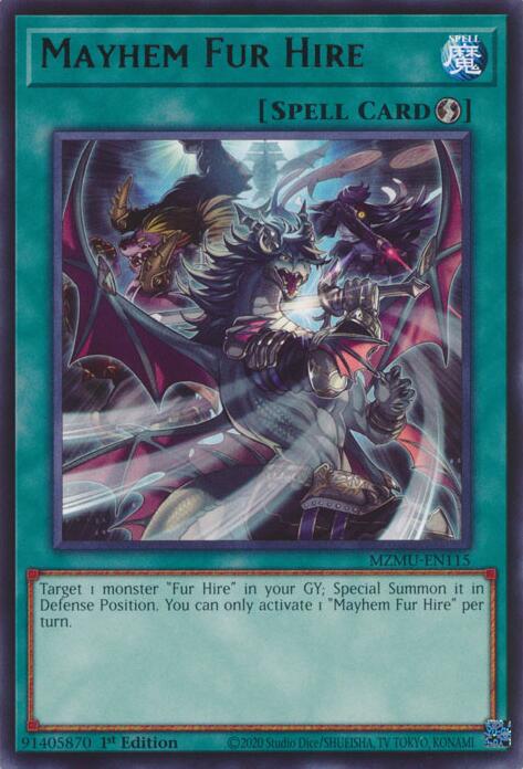 Mayhem Fur Hire [MZMU-EN115] Rare | Shuffle n Cut Hobbies & Games