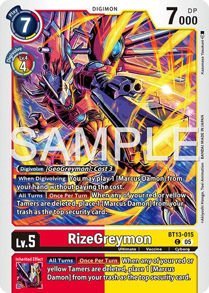 RizeGreymon [BT13-015] (Foil Reprint) [Advanced Booster Digimon Generation] | Shuffle n Cut Hobbies & Games