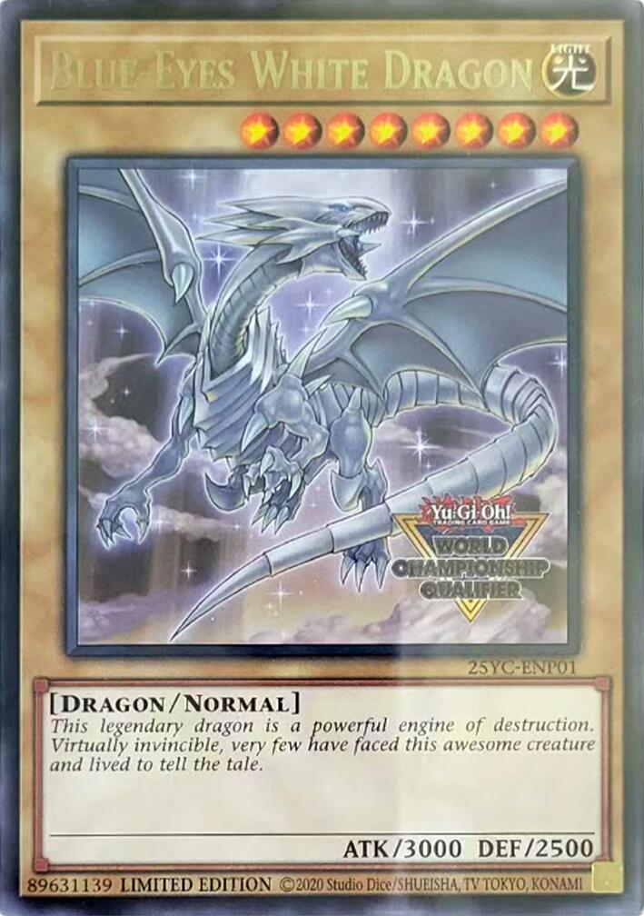 Blue-Eyes White Dragon (World Championship Qualifier) [25YC-ENP01] Rare | Shuffle n Cut Hobbies & Games
