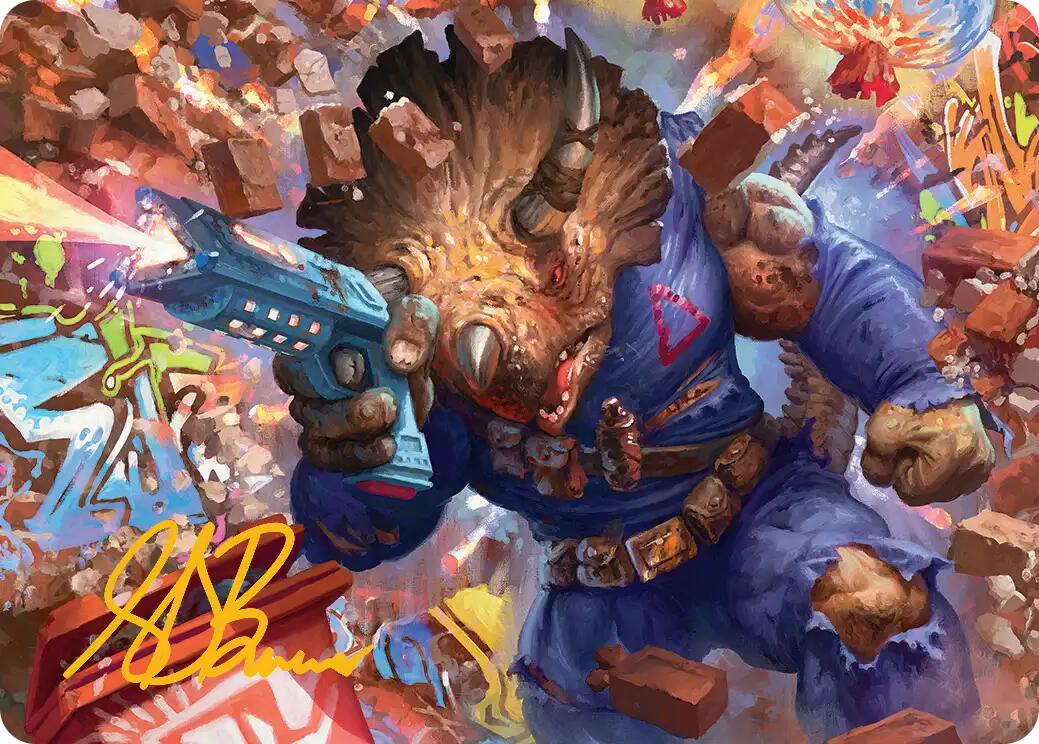 Zog, Triceraton Castaway Art Card (Gold-Stamped Signature) [Teenage Mutant Ninja Turtles Art Series] | Shuffle n Cut Hobbies & Games