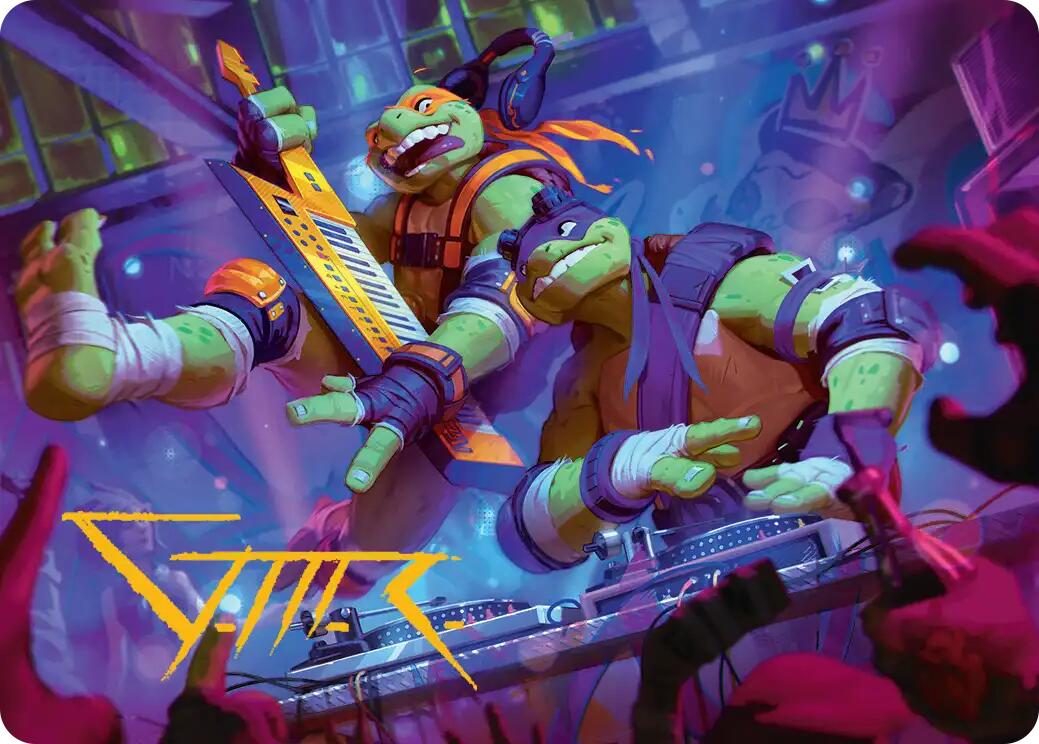 Mikey & Don, Party Planners Art Card (Gold-Stamped Signature) [Teenage Mutant Ninja Turtles Art Series] | Shuffle n Cut Hobbies & Games