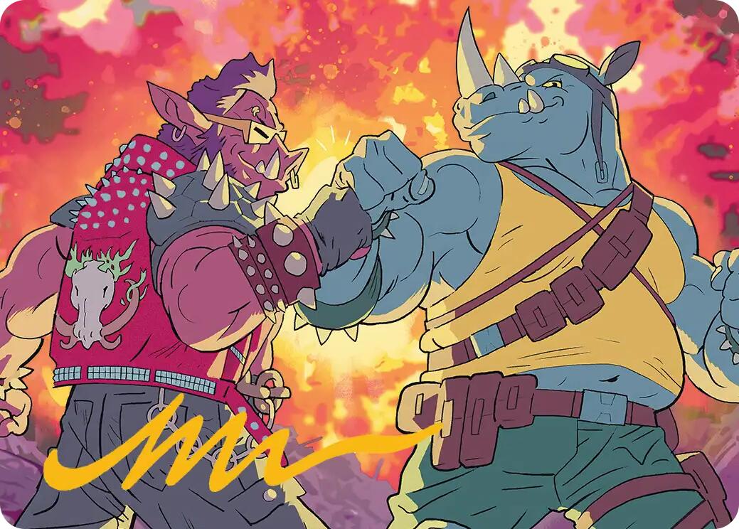 Bebop & Rocksteady Art Card (Gold-Stamped Signature) [Teenage Mutant Ninja Turtles Art Series] | Shuffle n Cut Hobbies & Games