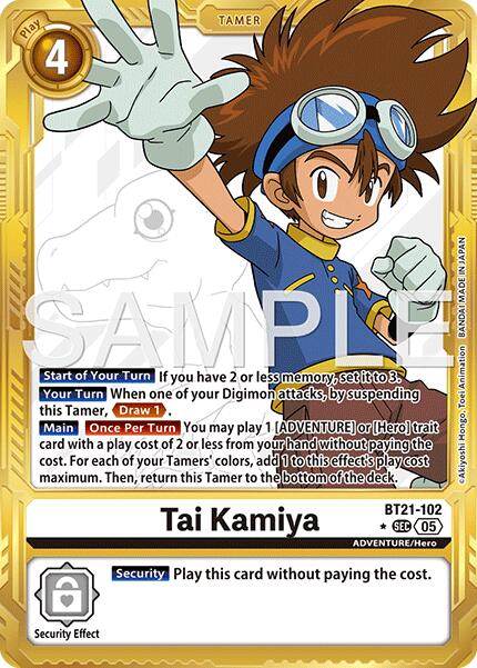 Tai Kamiya [BT21-102] (Gold Border) [Advanced Booster Digimon Generation] | Shuffle n Cut Hobbies & Games