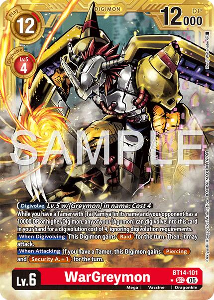 WarGreymon [BT14-101] - BT14-101 (Gold Border) [Advanced Booster Digimon Generation] | Shuffle n Cut Hobbies & Games