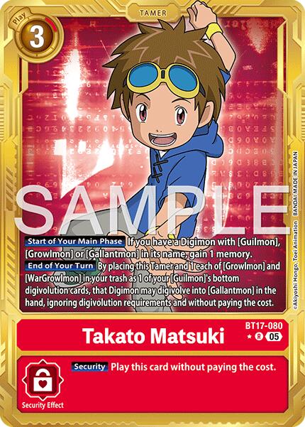 Takato Matsuki [BT17-080] (Gold Border) [Advanced Booster Digimon Generation] | Shuffle n Cut Hobbies & Games