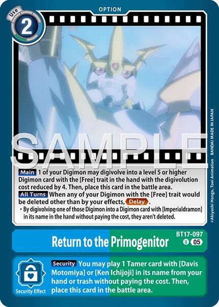 Return to the Primogenitor [BT17-097] (Foil Reprint) [Advanced Booster Digimon Generation] | Shuffle n Cut Hobbies & Games