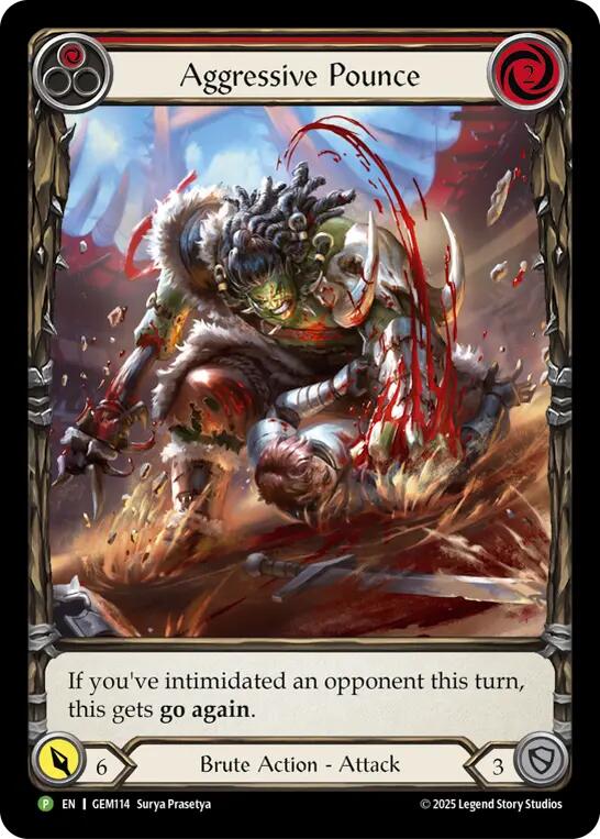 Aggressive Pounce (Red) [GEM114] (GEM Pack 4)  Rainbow Foil | Shuffle n Cut Hobbies & Games