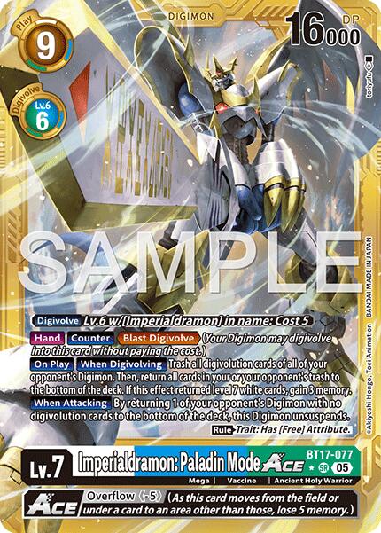 Imperialdramon: Paladin Mode ACE [BT17-077] (Gold Border) [Advanced Booster Digimon Generation] | Shuffle n Cut Hobbies & Games