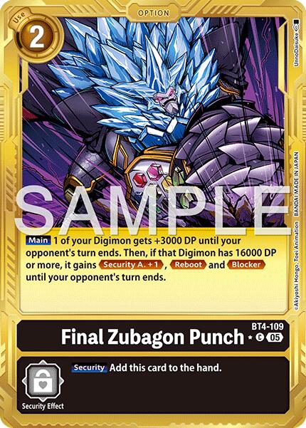 Final Zubagon Punch [BT4-109] (Gold Border) [Advanced Booster Digimon Generation] | Shuffle n Cut Hobbies & Games