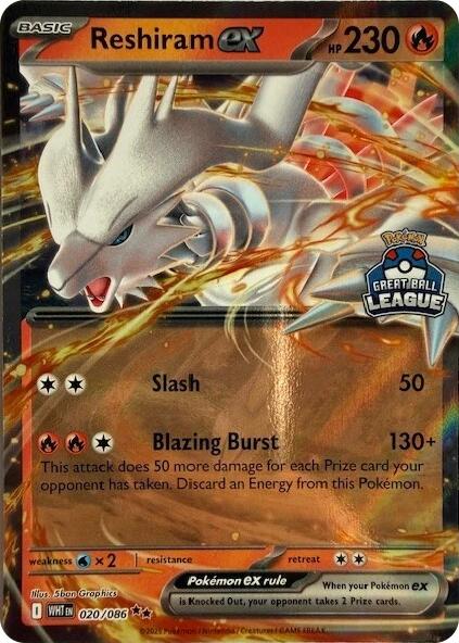 Reshiram ex (020/086) (Great Ball League) [League & Championship Cards] | Shuffle n Cut Hobbies & Games