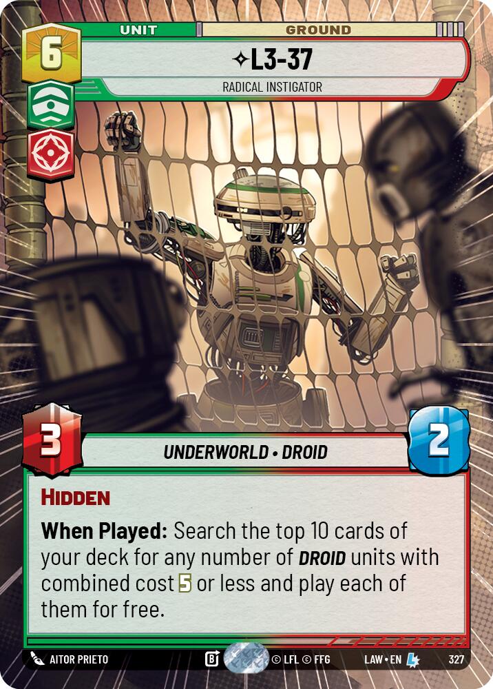 L3-37 - Radical Instigator (327) (Hyperspace) (327) [A Lawless Time] | Shuffle n Cut Hobbies & Games