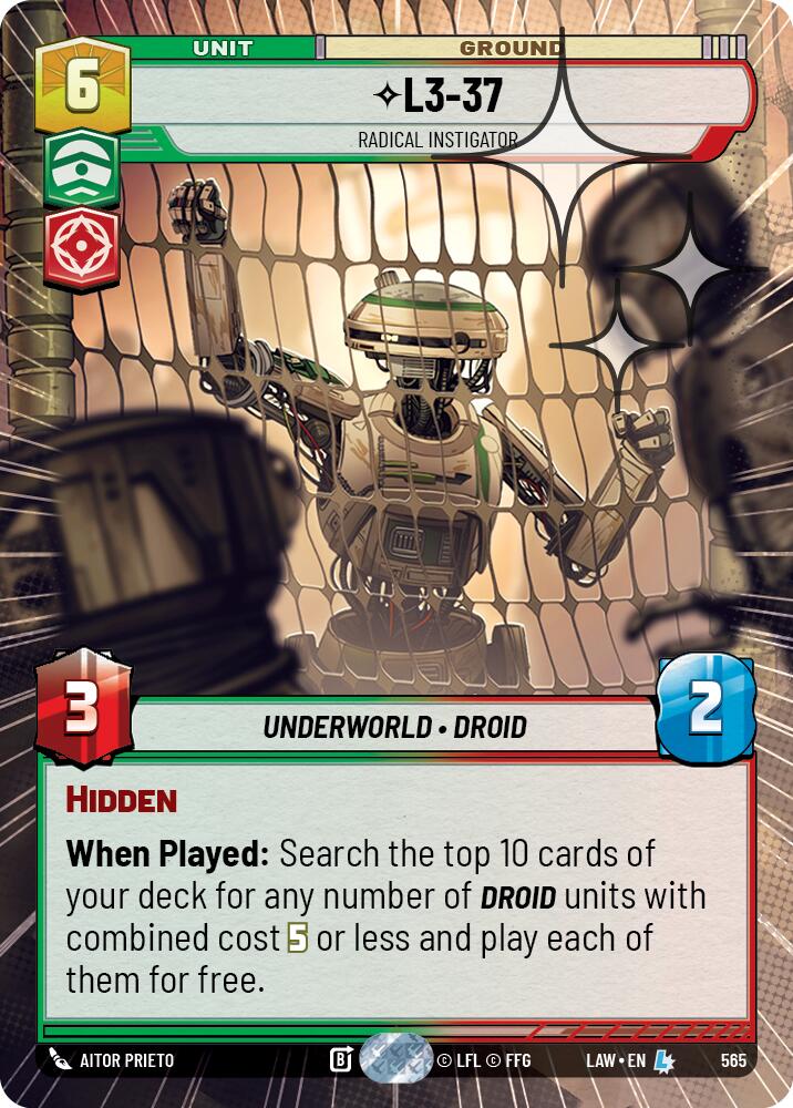 L3-37 - Radical Instigator (565) (Hyperspace Foil) (565) [A Lawless Time] | Shuffle n Cut Hobbies & Games