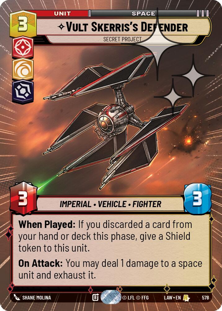 Vult Skerris's Defender - Secret Project (578) (Hyperspace Foil) (578) [A Lawless Time] | Shuffle n Cut Hobbies & Games