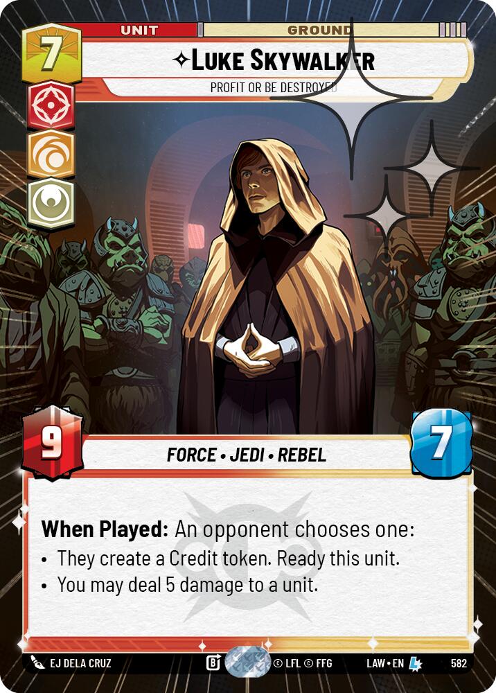 Luke Skywalker - Profit or Be Destroyed (582) (Hyperspace Foil) (582) [A Lawless Time] | Shuffle n Cut Hobbies & Games