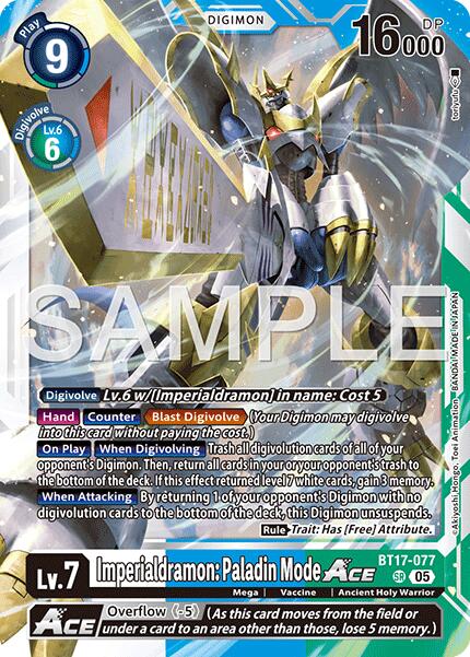 Imperialdramon: Paladin Mode ACE [BT17-077] (Reprint) [Advanced Booster Digimon Generation] | Shuffle n Cut Hobbies & Games