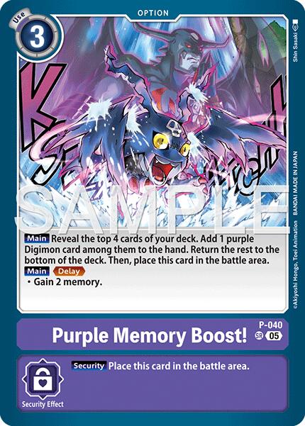 Purple Memory Boost! [P-040] (Reprint) [Advanced Booster Digimon Generation] | Shuffle n Cut Hobbies & Games
