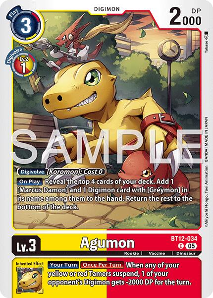 Agumon [BT12-034] - BT12-034 (Reprint) [Advanced Booster Digimon Generation] | Shuffle n Cut Hobbies & Games