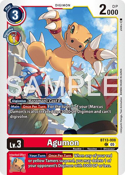 Agumon [BT13-008] - BT13-008 (Reprint) [Advanced Booster Digimon Generation] | Shuffle n Cut Hobbies & Games