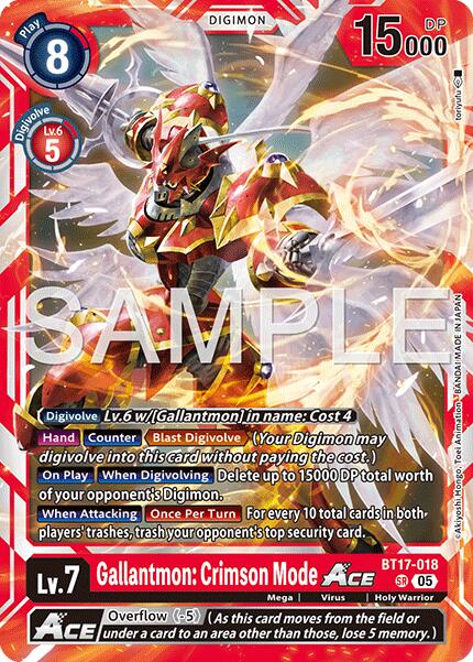 Gallantmon: Crimson Mode ACE [BT17-018] (Reprint) [Advanced Booster Digimon Generation] | Shuffle n Cut Hobbies & Games