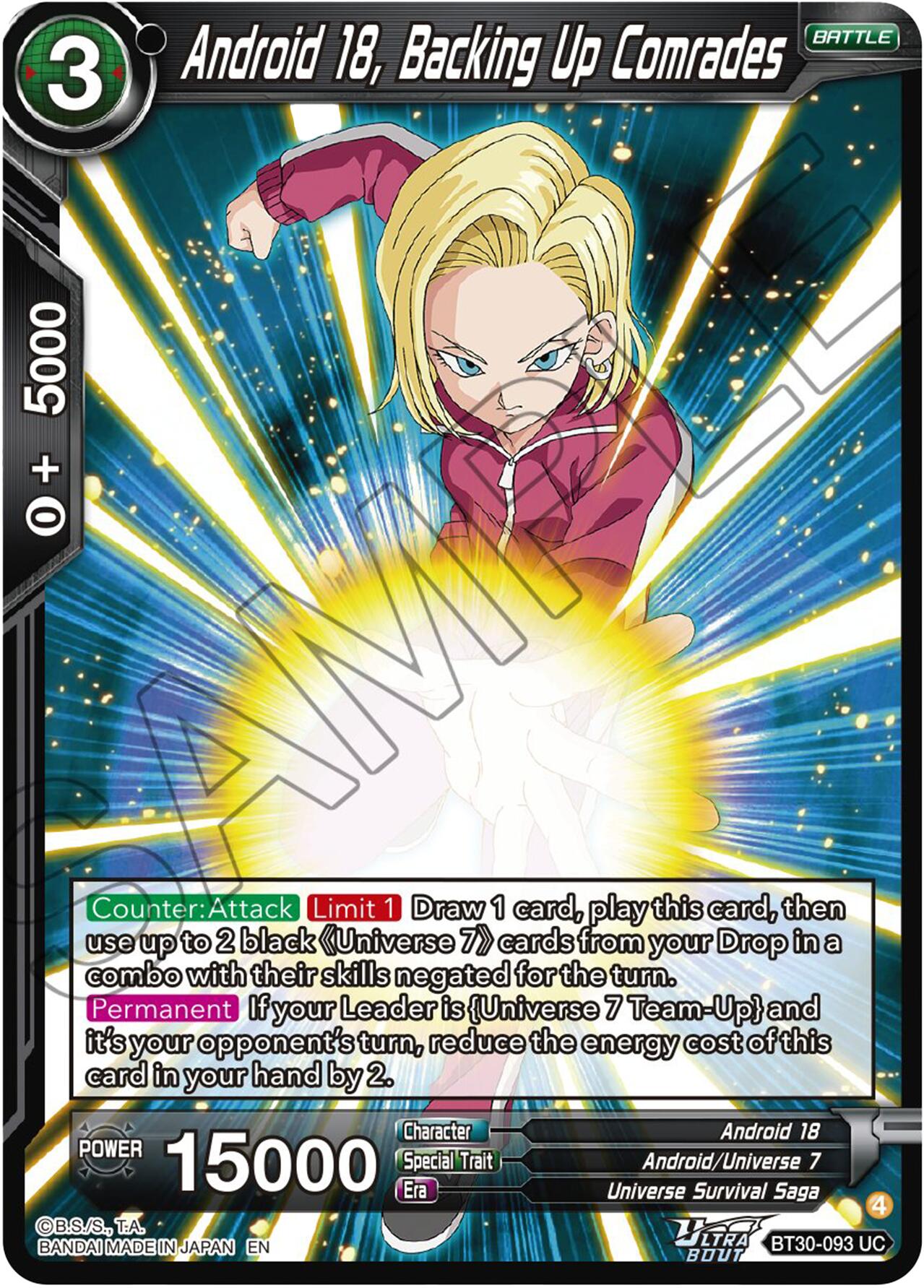 Android 18, Backing Up Comrades (BT30-093) [Three Glorious Fighters] | Shuffle n Cut Hobbies & Games