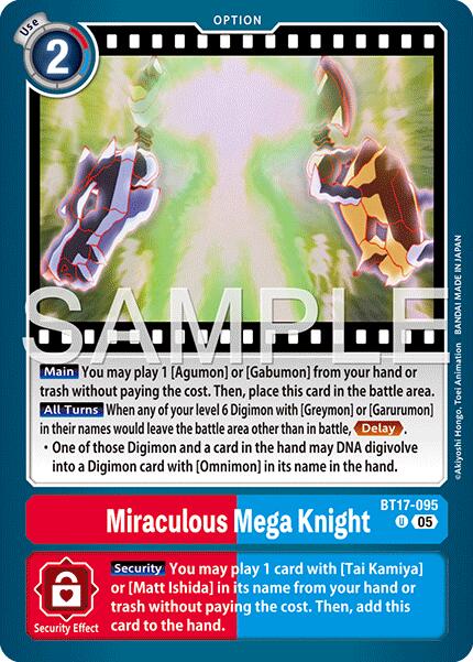 Miraculous Mega Knight [BT17-095] (Reprint) [Advanced Booster Digimon Generation] | Shuffle n Cut Hobbies & Games