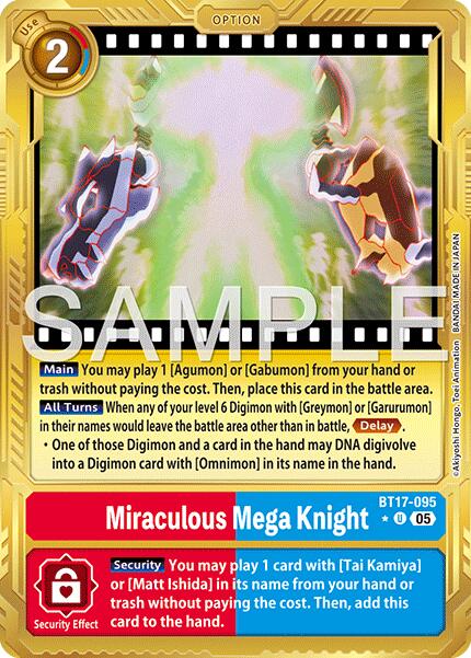 Miraculous Mega Knight [BT17-095] (Gold Border) [Advanced Booster Digimon Generation] | Shuffle n Cut Hobbies & Games