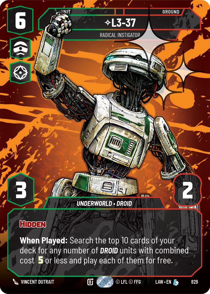 L3-37 - Radical Instigator (Prestige Foil) (829) (829) [A Lawless Time] | Shuffle n Cut Hobbies & Games