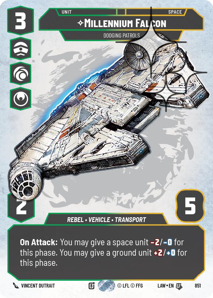 Millennium Falcon - Dodgingg Patrols (Prestige Foil) (851) (851) [A Lawless Time] | Shuffle n Cut Hobbies & Games