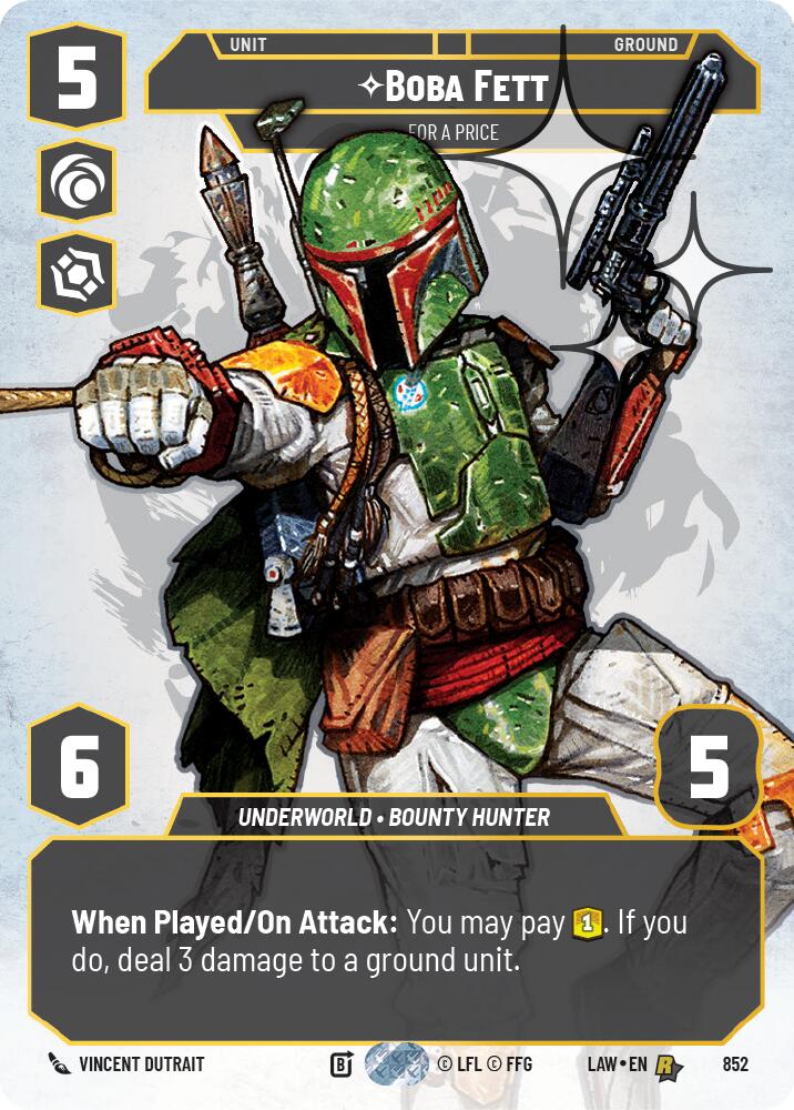 Boba Fett - For a Price (Prestige Foil) (852) (852) [A Lawless Time] | Shuffle n Cut Hobbies & Games