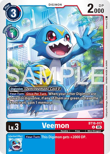 Veemon [BT16-017] (Reprint) [Advanced Booster Digimon Generation] | Shuffle n Cut Hobbies & Games