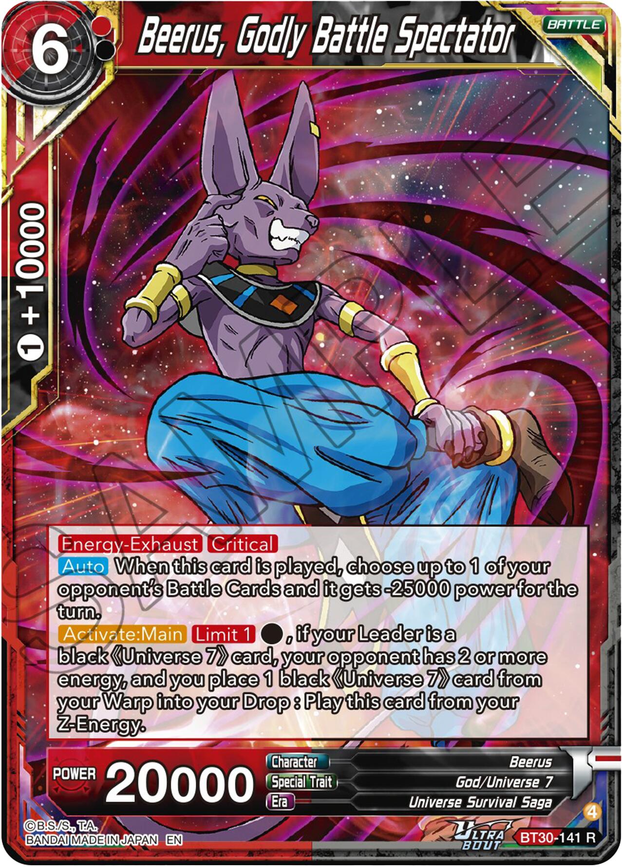 Beerus, Godly Battle Spectator (BT30-141) [Three Glorious Fighters] | Shuffle n Cut Hobbies & Games
