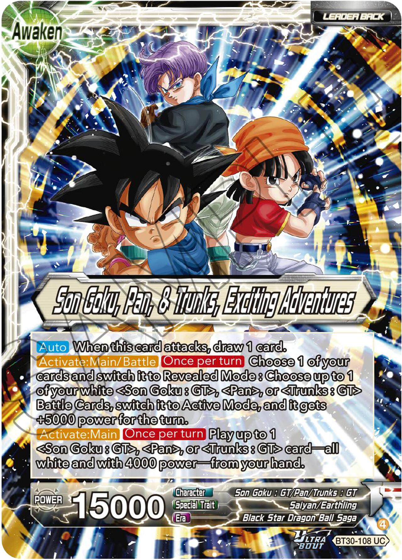 Son Goku, Pan, & Trunks // Son Goku, Pan, & Trunks, Exciting Adventures (BT30-108) [Three Glorious Fighters] | Shuffle n Cut Hobbies & Games