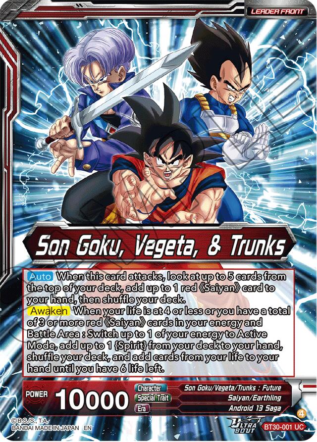 Son Goku, Vegeta, & Trunks // Super Saiyans United (SLR) (BT30-001) [Three Glorious Fighters] | Shuffle n Cut Hobbies & Games